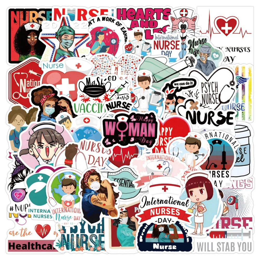 

10/30/50PCS Nurse Nursing Cartoon Graffiti Waterproof Sticker Toy Decoration Notebook Kids Gift iPad Guitar PVC StickerWholesale