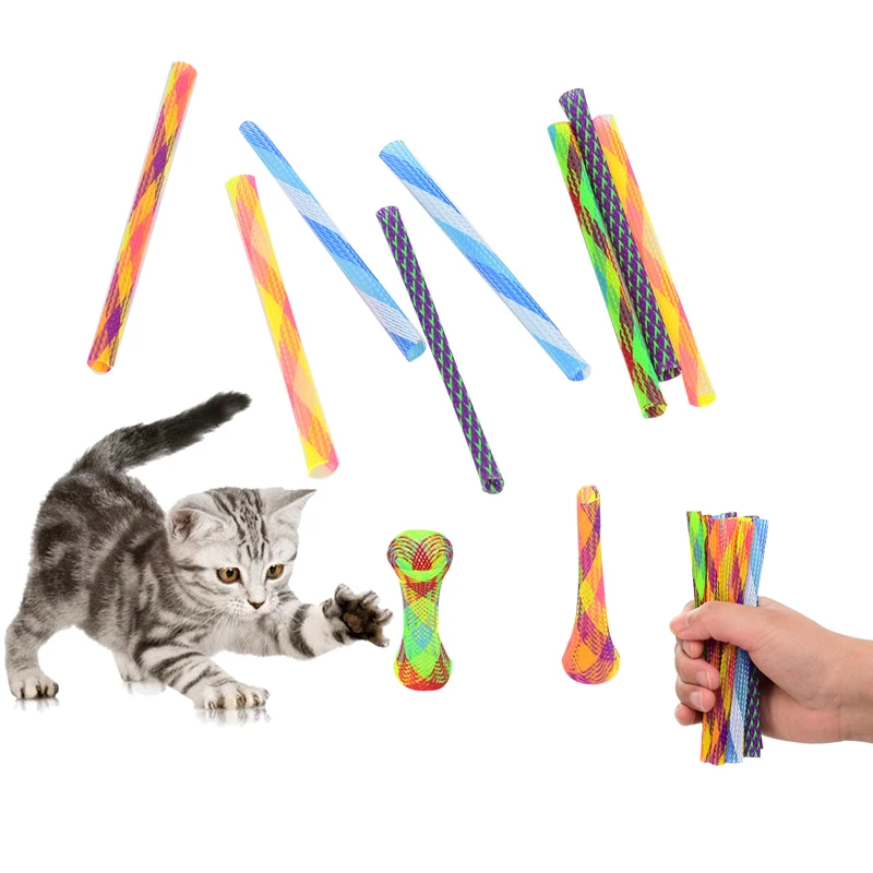 

10Pcs /set Cat Spring Toy Kitty Interactive Toys Foldable Spring Tube Colorful Kitten Playing Toy Funny Training Toys Pet Supply
