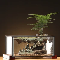 glass fish tank household large creative office transparent ecological tank miniature landscape peceras y acuarios fish tank