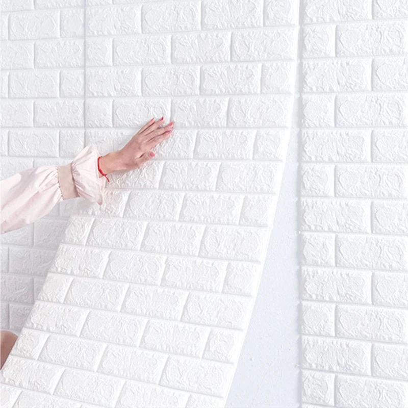 

3D Wallpaper Sticker Roll Panel White Soft Foam Brick Marble Rock Cobblestone Wall Home Room Decor Protect Waterproof