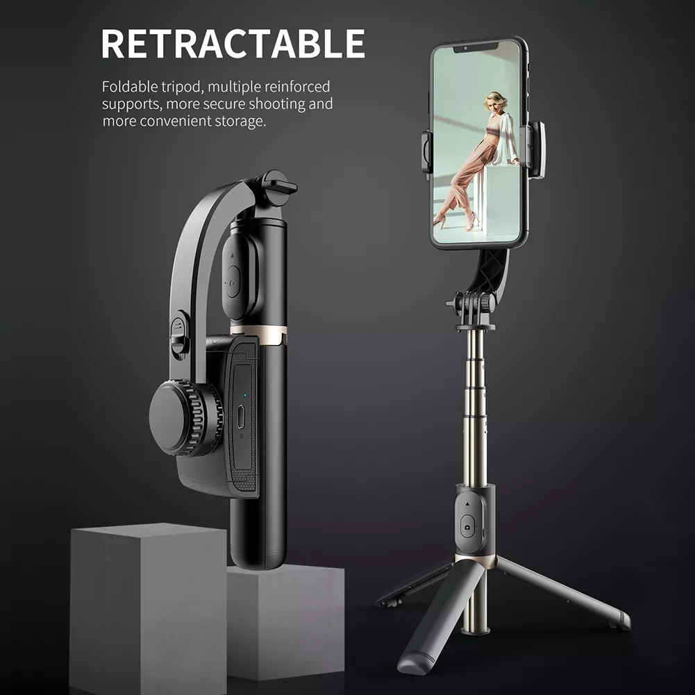 

Q08 Gimbal Stabilizer Aluminum Alloy Bluetooth-compatible Handheld Stabilizer Portable Telescopic for Phone Holder Video Record