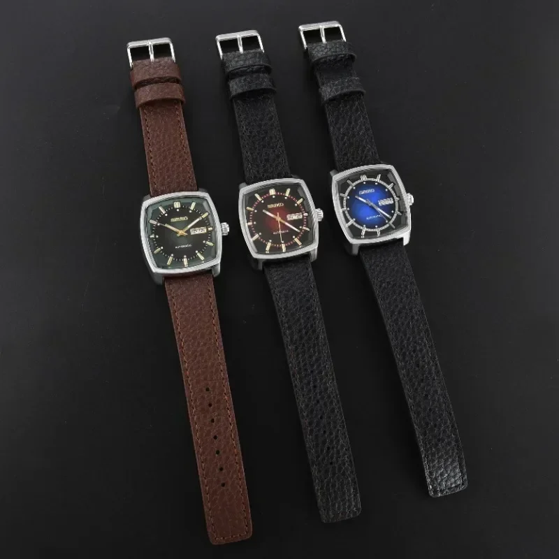 Фото 100% оригинальные часы SEIKO серии Snkp27, настоящие автоматические механические часы с автоподзаводом, квадратные многофункциональные роскошные кожаные часы №2