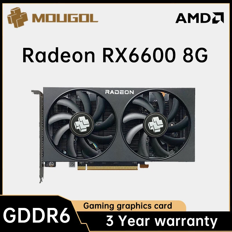 

MOUGOL NEW RX6600 8gb graphics card GPU GDDR6 128-bit 7nm 8pin support AMD Intel CPU suitable for desktop computer video card