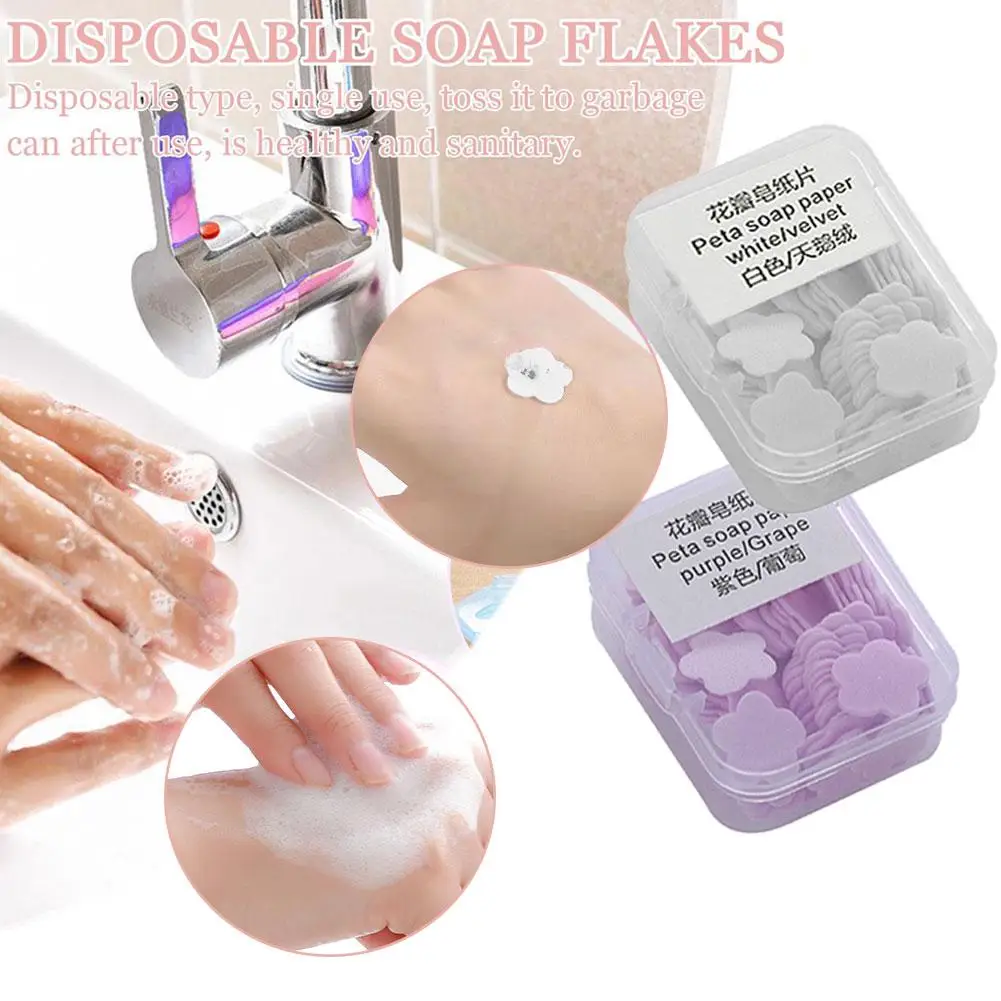 

Disposable Soap Tablets Portable And Portable For Travel Soap Paper And Soap Flakes Flower Petal Hand Sanitizer Cleaning X0F0