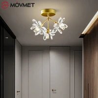 goldblack crystal led ceiling lamp flower chandeliers glass copper bedroom kitchen study balcony luminaire decorate aisle light