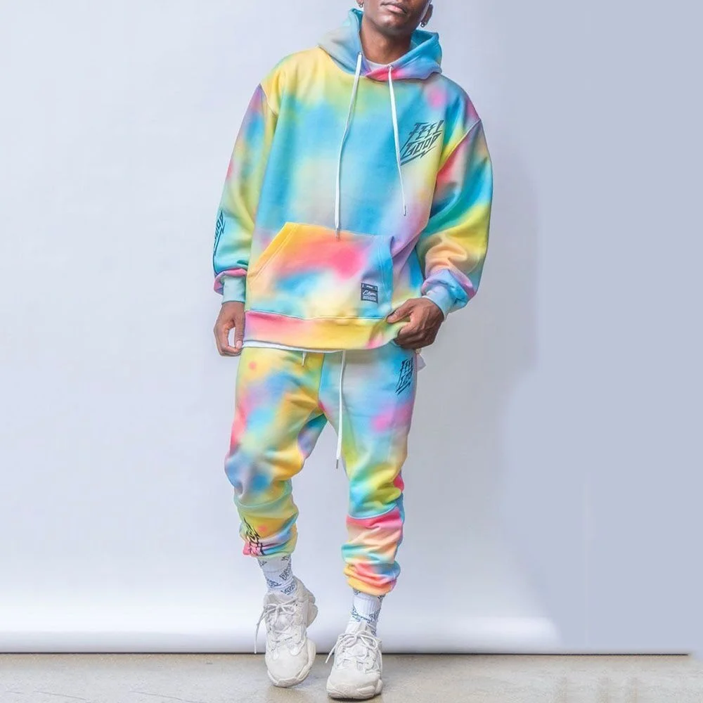 

Nanaco Oversized Tie-dye Sport Men's dies Set Male ded 100% i Quality Cotton Colorful Tracksuit Sweatsirts Suits M-4XL