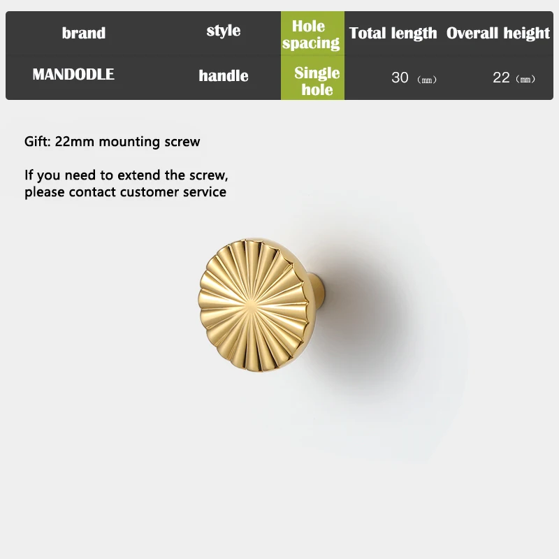 

Ручка для шкафа матовое золото Mandodle