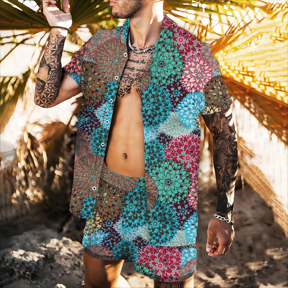 

Men's jacket 2022 summer 3d printing hot sale high quality shirt fashion new pattern colorful flower sunflower animal top