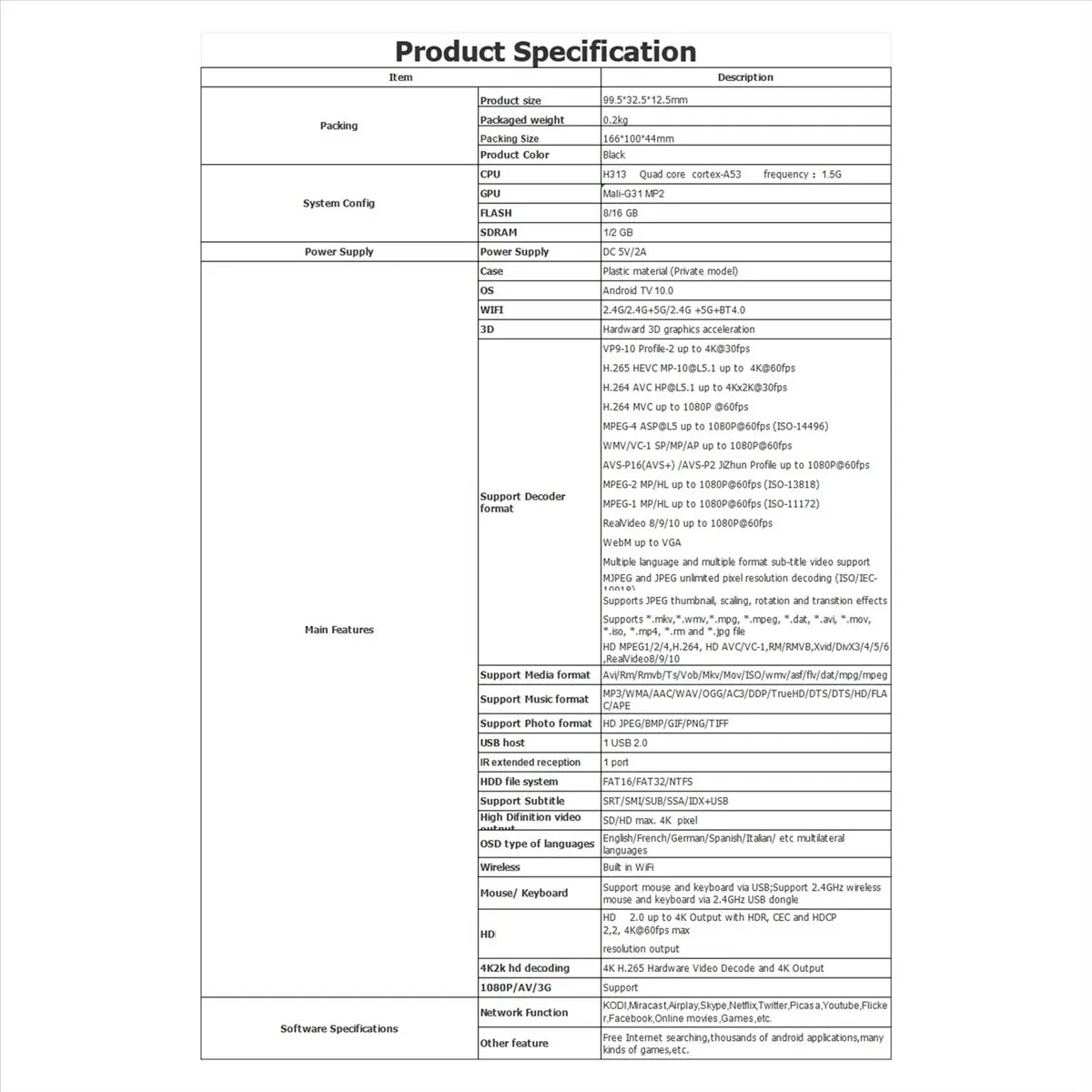 Фото ТВ-приставка Blacksale Q6 Mini + Bluetooth-пульт с голосовым управлением, Android 10, 2 ГБ+16 ГБ, Wi-Fi 2.4G+5G, BT4.0, H313, Smart TV Box, Android TV Stick №4