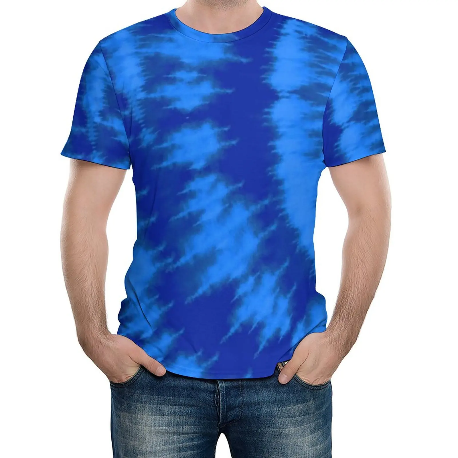 

Blue Swirl Tie Dye T Shirt Midnight Blue And Aqua Vintage Fashion T Shirts Essential Tee Shirt Summer Short-Sleeve Design Tops