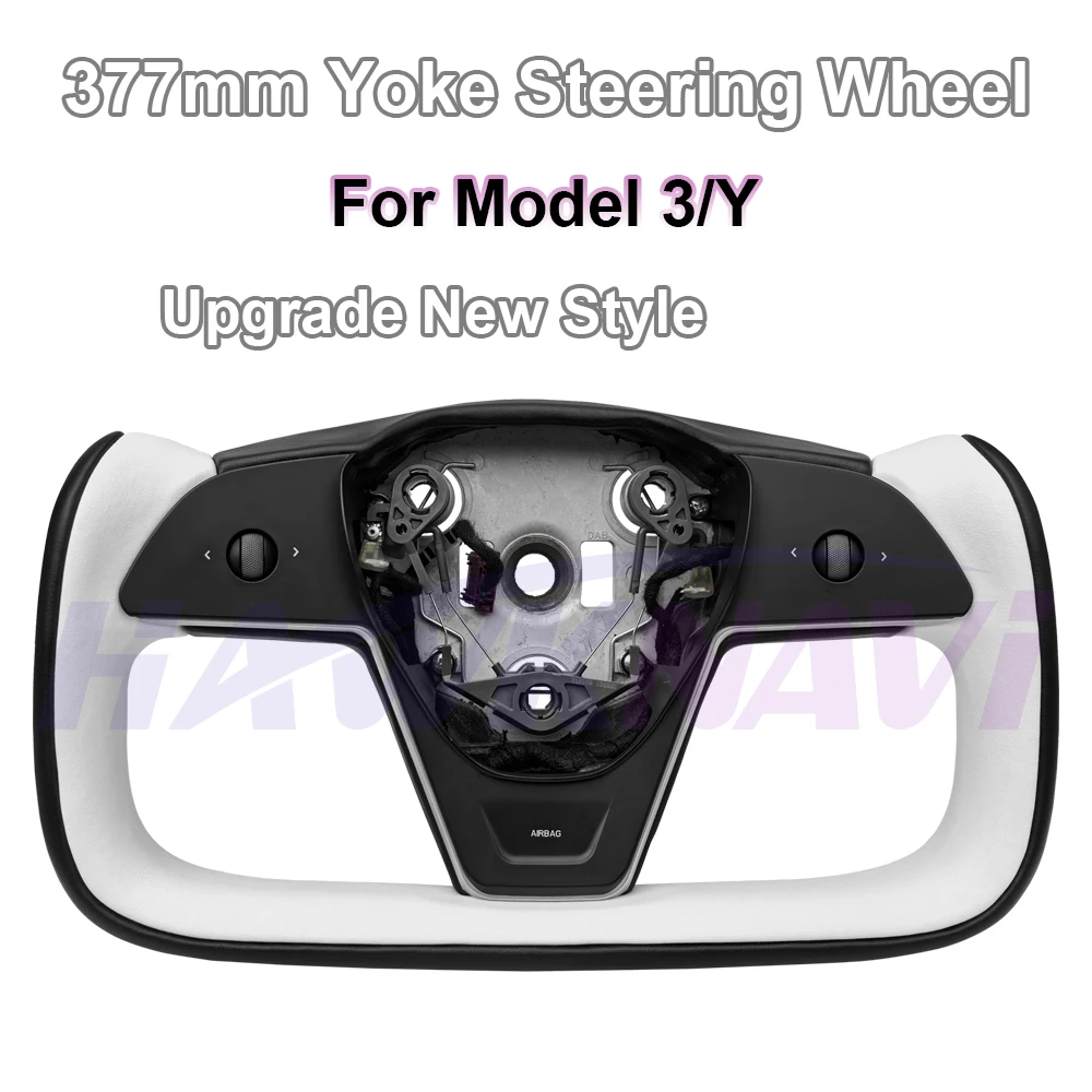 Новейший стиль Hawknavi 377 мм руль с колюком для Tesla Model Y 3 2023 2022 2021 2020 2017+ Кожаная