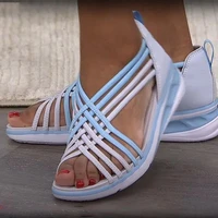 womens roman sandals 2022 summer new fashion wedge cross tie fish mouth shoes sexy adult breathable beach sandalias de mujer