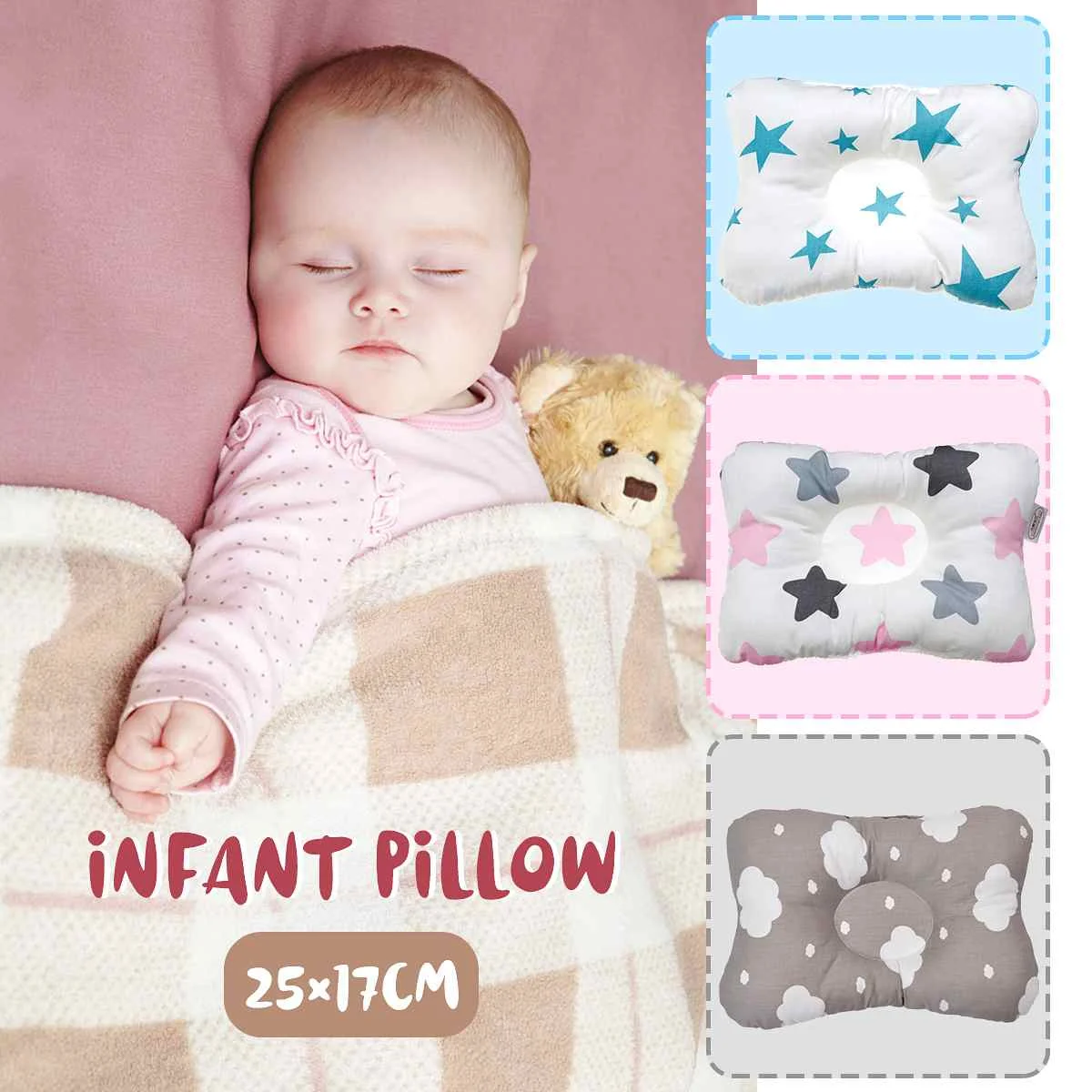

Baby Pillow Memory Foam Newborn Baby Cotton Breathable Head Shaping Pillows To Prevent Flat Head Ergonomic Head Syndrome US
