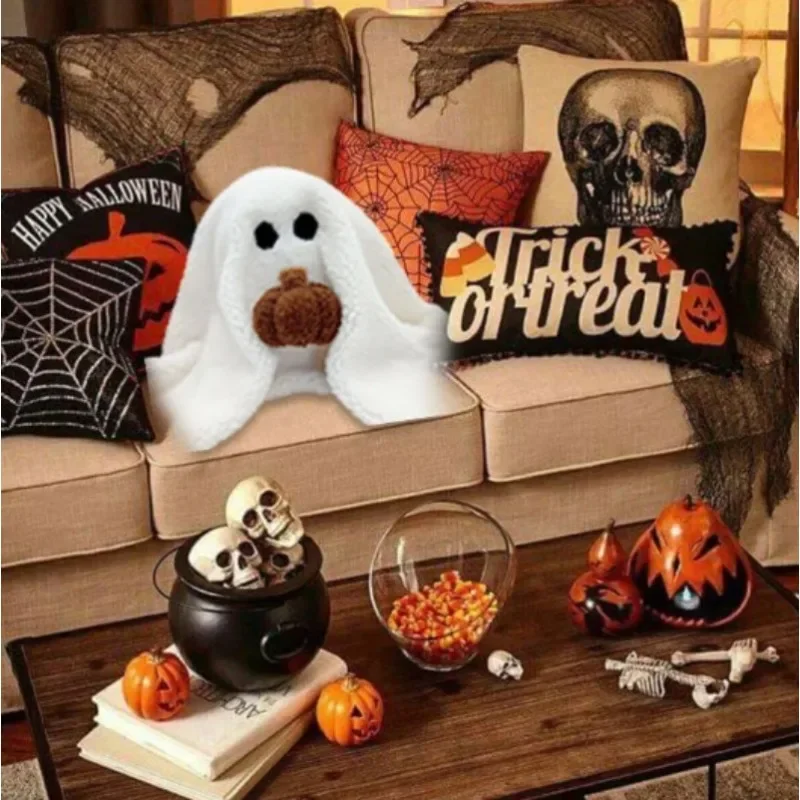 

Animal Stuffed Halloween Ghost Plush Toy Gus The Ghost with Pumpkin Pillow Pumpkin Ghost Doll Throw Pillow Cushion for Kids Gift