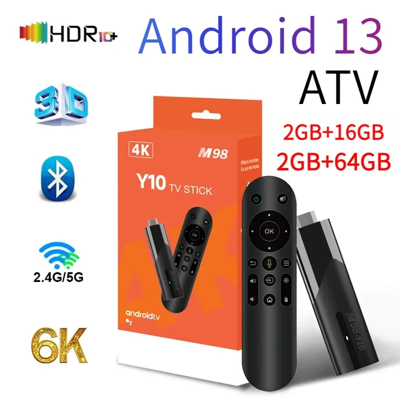 M98 Y10 Smart TV Stick Android 13 ATV Allwinner H618 2 4G/5G Dual WIFI Airplay Предустановленное приложение