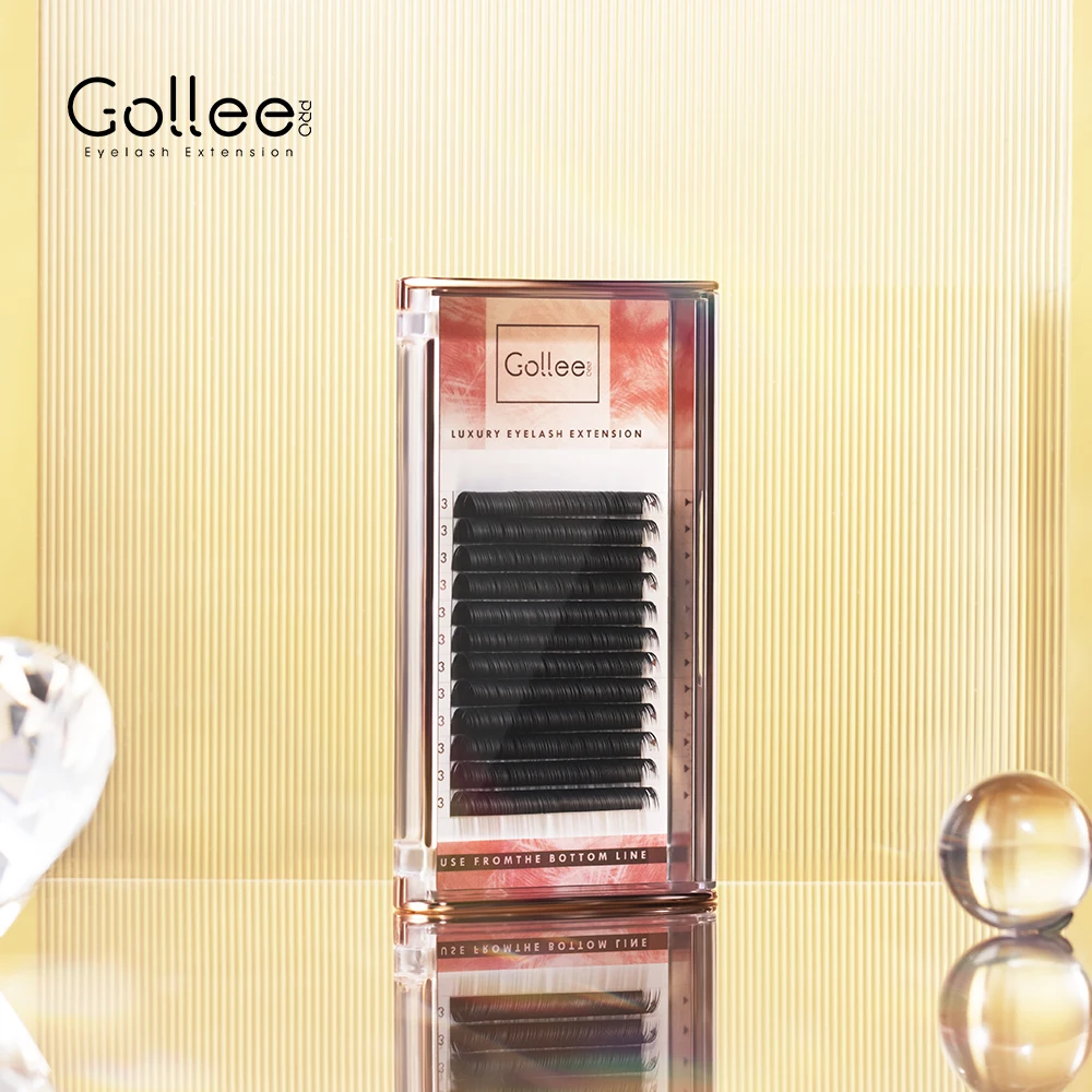 Gollee 100℃ Undeformed Individual Eyelash Extension Natural Match With Eyelash Extension Glue Super Soft Lash Extension Supplies