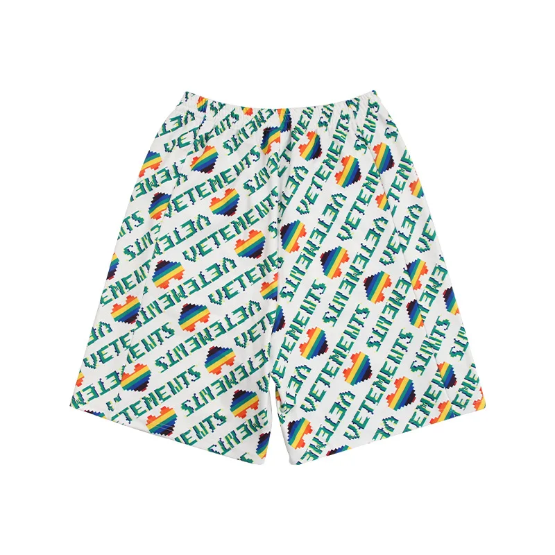 

2022SS Men Board Shorts Love Rainbow Letters Full Print Five-point Pants Sports Casual Men Women Loose Shorts