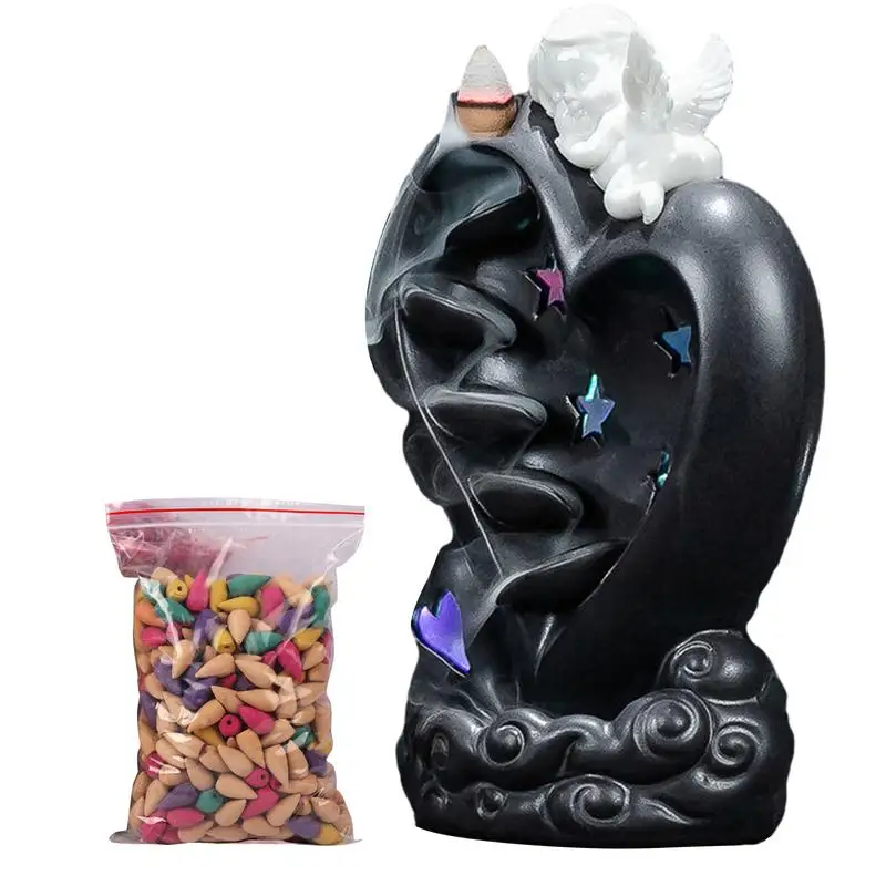 

Electric Incense Burner Lighted Decorative Backflow Censer With 50 Incense Cones Indoor Ceramic Angel Decorations For Office