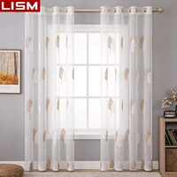 lism embroidered leaves tulle curtains for living room shower kitchen modern sheer curtains voile window treatment drapes
