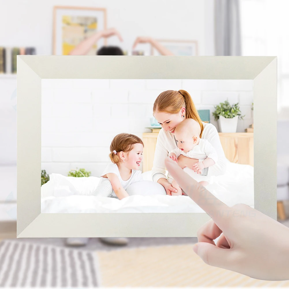 Цифровая фоторамка 10 1 дюйма HD с приложением на Android 16 ГБ сенсорным управлением