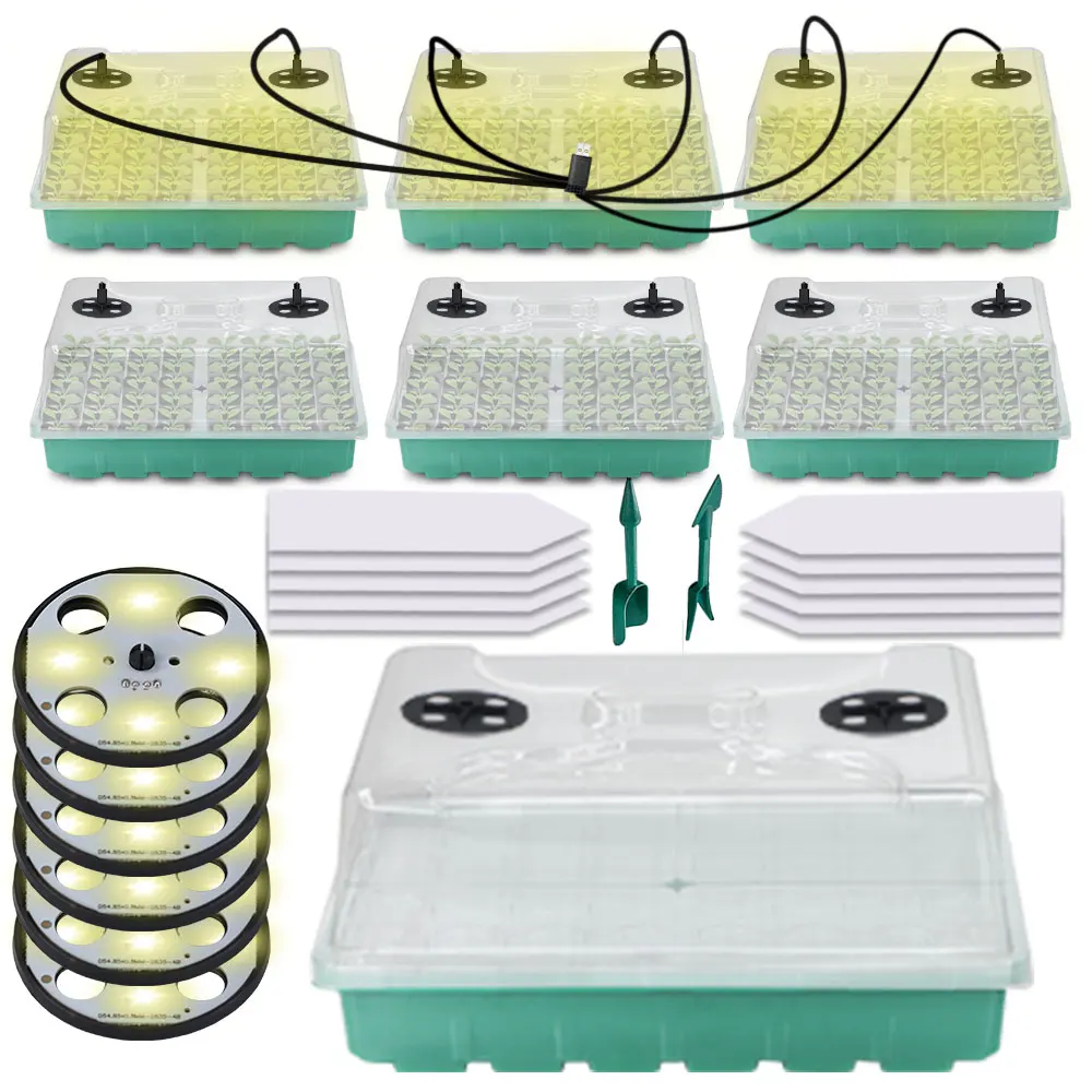 

48-Cell Grow Light Nursery Box Seeds Germination Containers Full Spectrum Plants Growing Tray for Garden Vegetable Cultivation