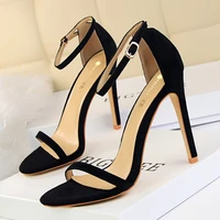 classic high heels fashion sexy sandals suede open toe one line summer womens shoes