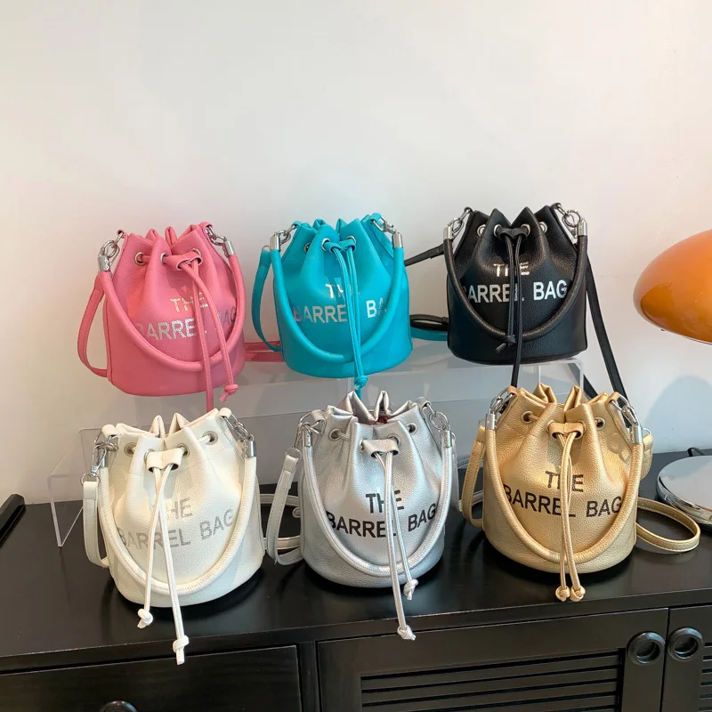 

The Barrel Bag Fashion Small Bucket Crossbody Bags for Women Pu Leather Purses and Handbags for Women 2023 Trend New Bolsos