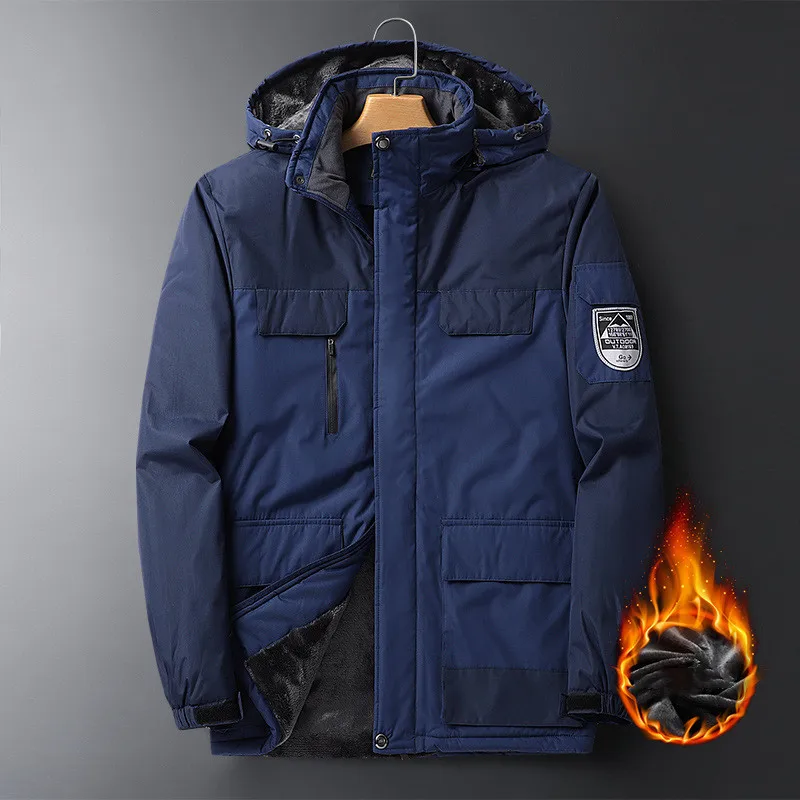 Men's Thick Fleece Winter Jacket Outerwear Oversize Coat Fleece Down Warm Parka Male Waterproof Jacket Plus Size 8XL 9XL