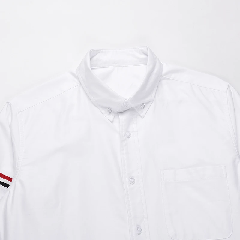 TB THOM Men's Shirt Top Women Striped Armband Men's Clothing Casual Oxford Slim Fit  Korean Fashion Women's Blouses 2022