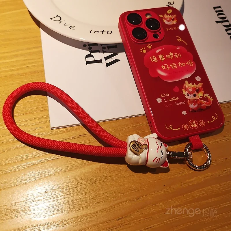 Ремень Zhaocai на запястье Женский короткий ручной держатель для телефона с Красной