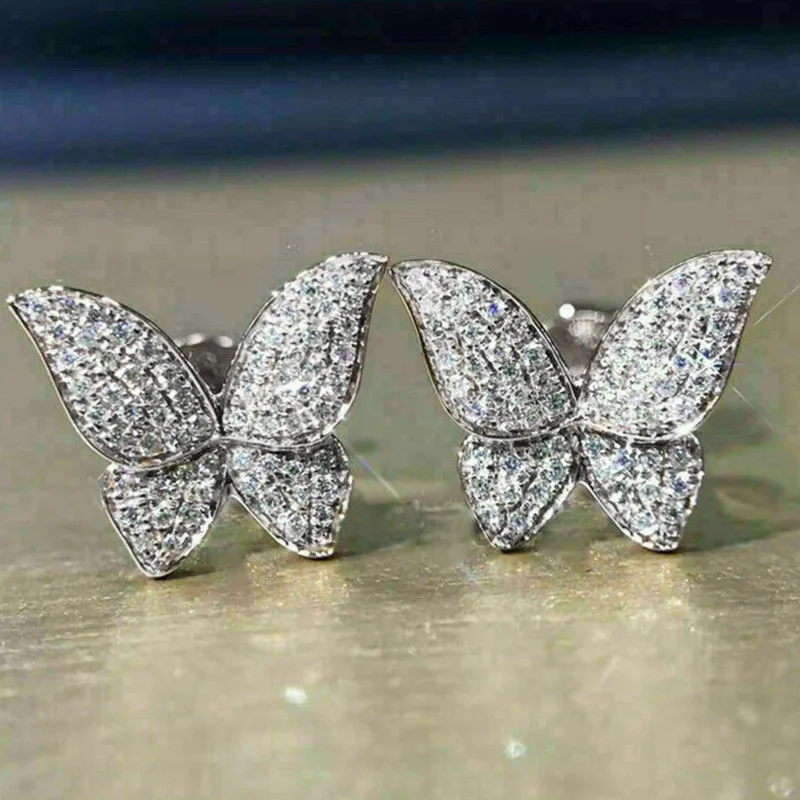 

2022 Simple Stylish Butterfly Shaped Stud Earrings Women Romantic Accessories for Wedding Party Fashion Girls Jewelry Gifts