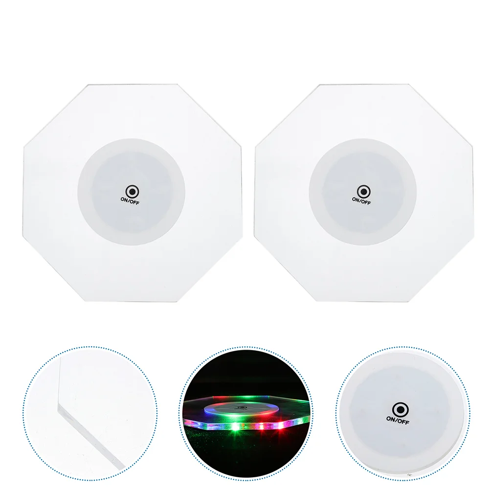 

2pcs Glow Coaster LED Bottle Cup Holder Light for Festival Nightclub Bar Party