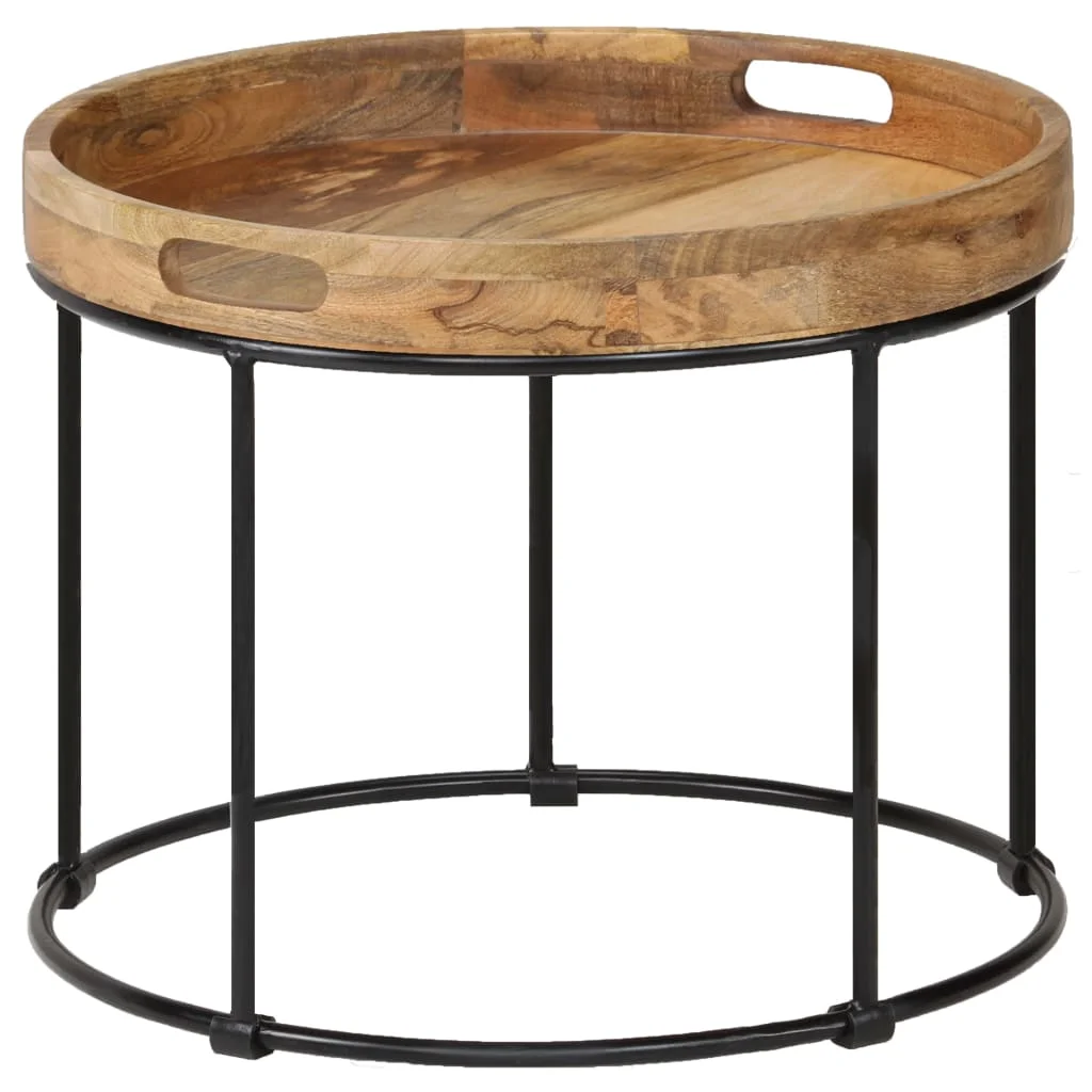 

Coffee Tables Living Room Modern Coffe Table Decor Solid Mange Wood and Steel 50x40 cm
