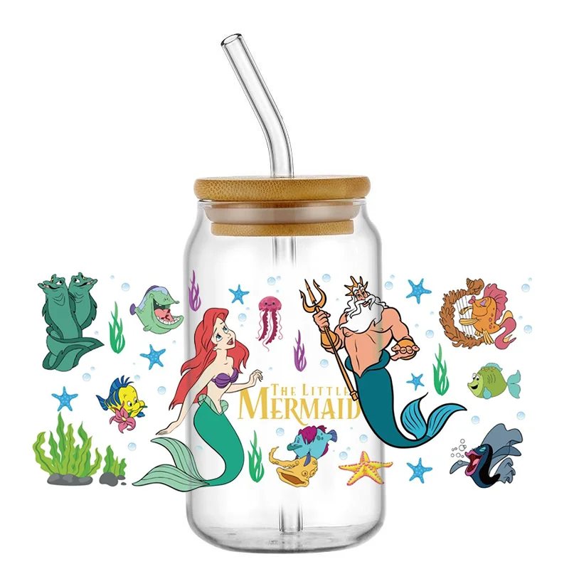 Miniso 3D переводная наклейка русалка принцесса уф DTF печатная оберточная для