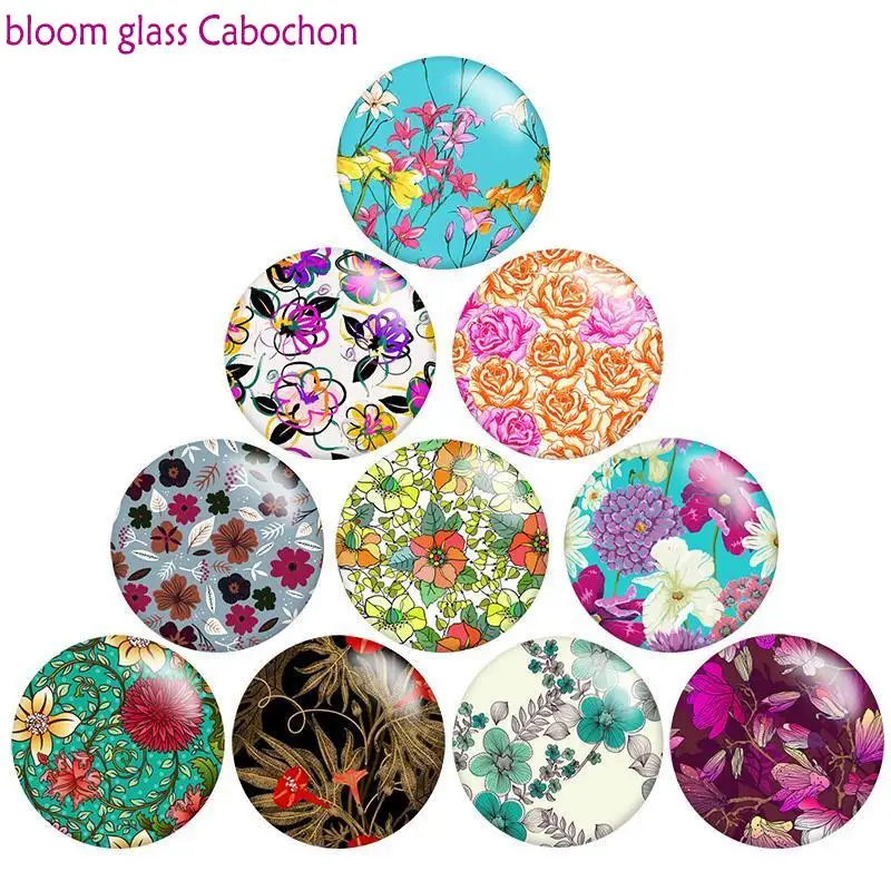 Круглый Кабошон из полимерного стекла с цветочным узором демонстрация плоской