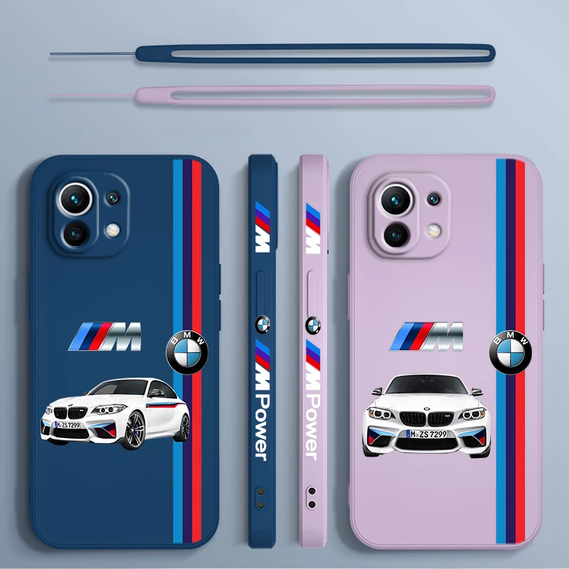 

Luxury Car BMW Color For Xiaomi Mi 13 12S 12 12T 12X 11i 11T 11 10 10S Pro Lite Ultra Liquid Left Rope Phone Case