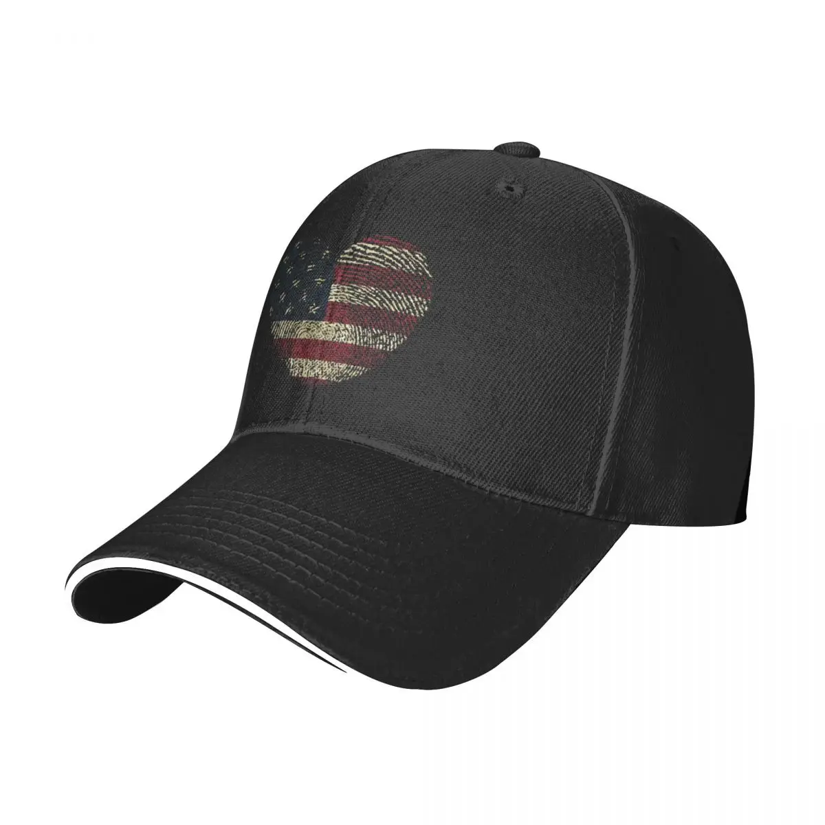 American Flag Fingerprint Heart Baseball Cap Country Symbol Aesthetic Hip Hop Hats Summer Men Kpop Print Snapback Cap