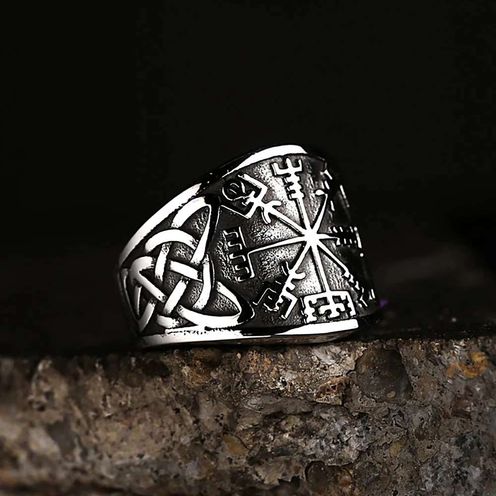 

Vintage Nordic Viking Compass Rings Stainless Steel Punk Viking Celtics Knot Ring For Men Biker Amulet Jewelry Gift Dropshipping