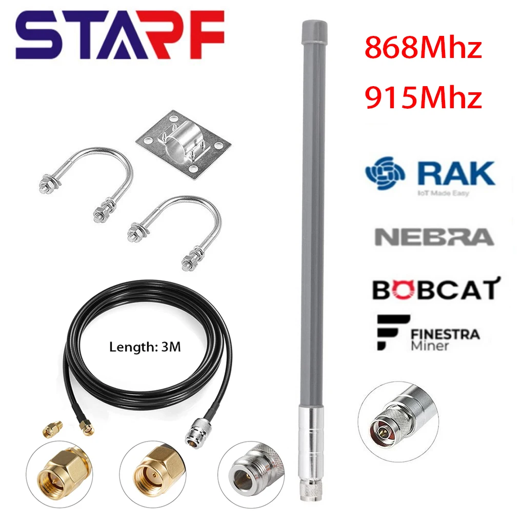 

Комплект антенны 868 МГц, 915 МГц, гелиевая точка доступа для майнинга, антенна 9 дБи и кабель 10 футов для RAK Nebra Bobcat, фиксированная деталь с кабел...