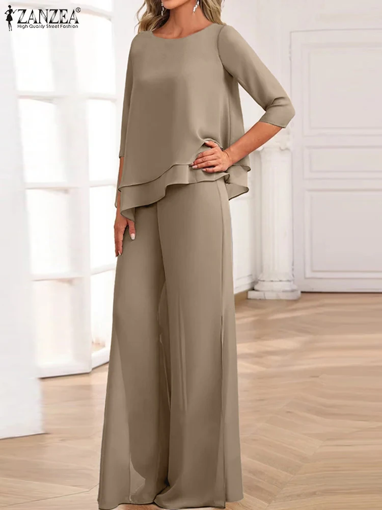 Женские комплекты из 2 предметов ZANZEA Осень 2023 блузка с рукавом 3/4 топ