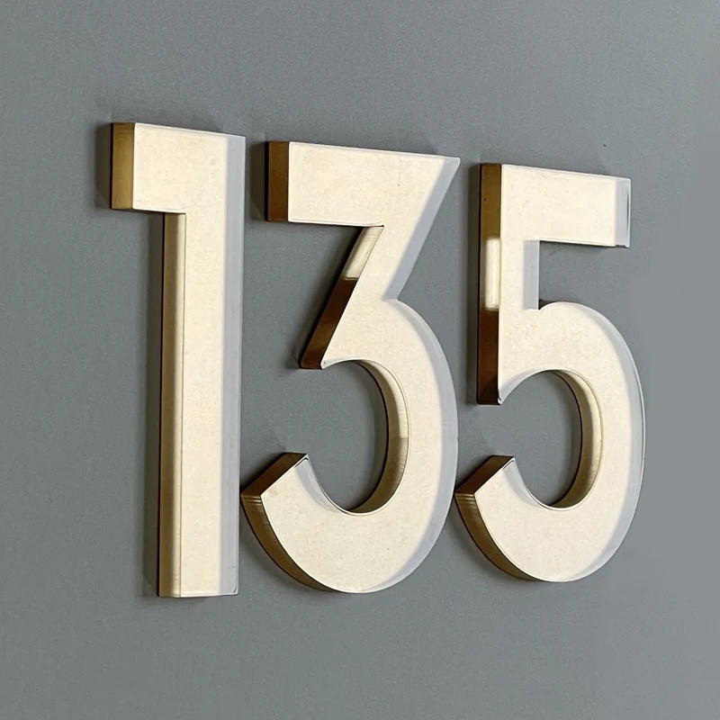 Acrylic 75mm Exterior House Number Outdoor Self Adhesive Letters Apartment Door Numbers Stickers Plate Sign Mailbox 3 inch