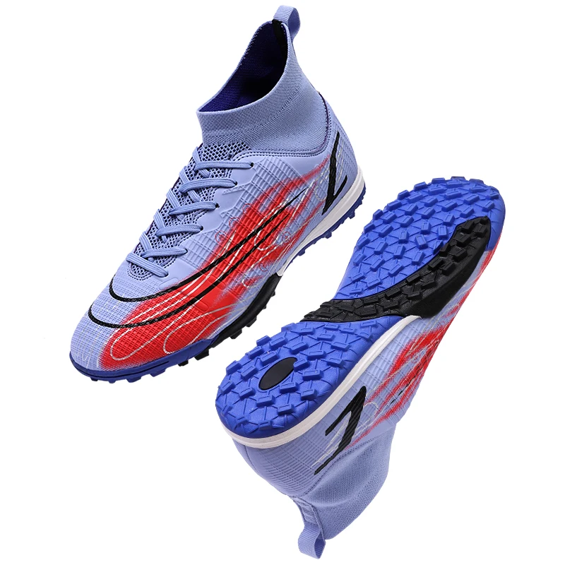 High Top Men's Soccer Cleats FG/TF Wear-Resistant Anti-Skid Children's Training Shoes Football Boots Outdoor Sports Sneakers