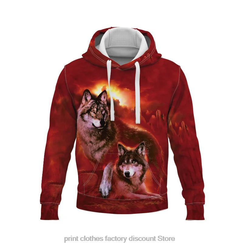 

Sweatshirt Unisex Pullover Casual Tracksuit Printing Wolf Pattern Cool Street Men's Long Sleeve Sweater Casual Outdoors Hooded