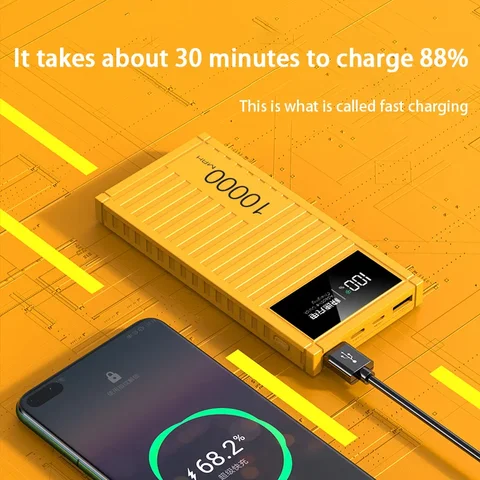 200000 МАч в форме контейнера, мобильный аккумулятор большой емкости для сверхбыстрой зарядки, классический четырехцветный, подходит для iPhone Xiaomi