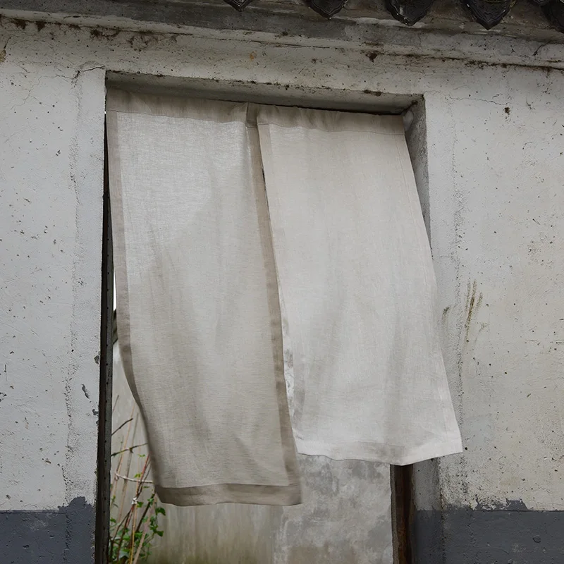 

Шторы Mcao из 100% чистого льна с карманами на удочках, европейские полупрозрачные шторы из натурального льна ручной работы в японском стиле, портьеры для раздвижных дверей