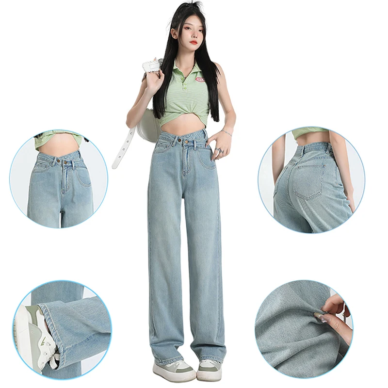 Real time photos of jeans women's blue spring and summer pants college style fashionable and versatile spicy girls retro ice sil
