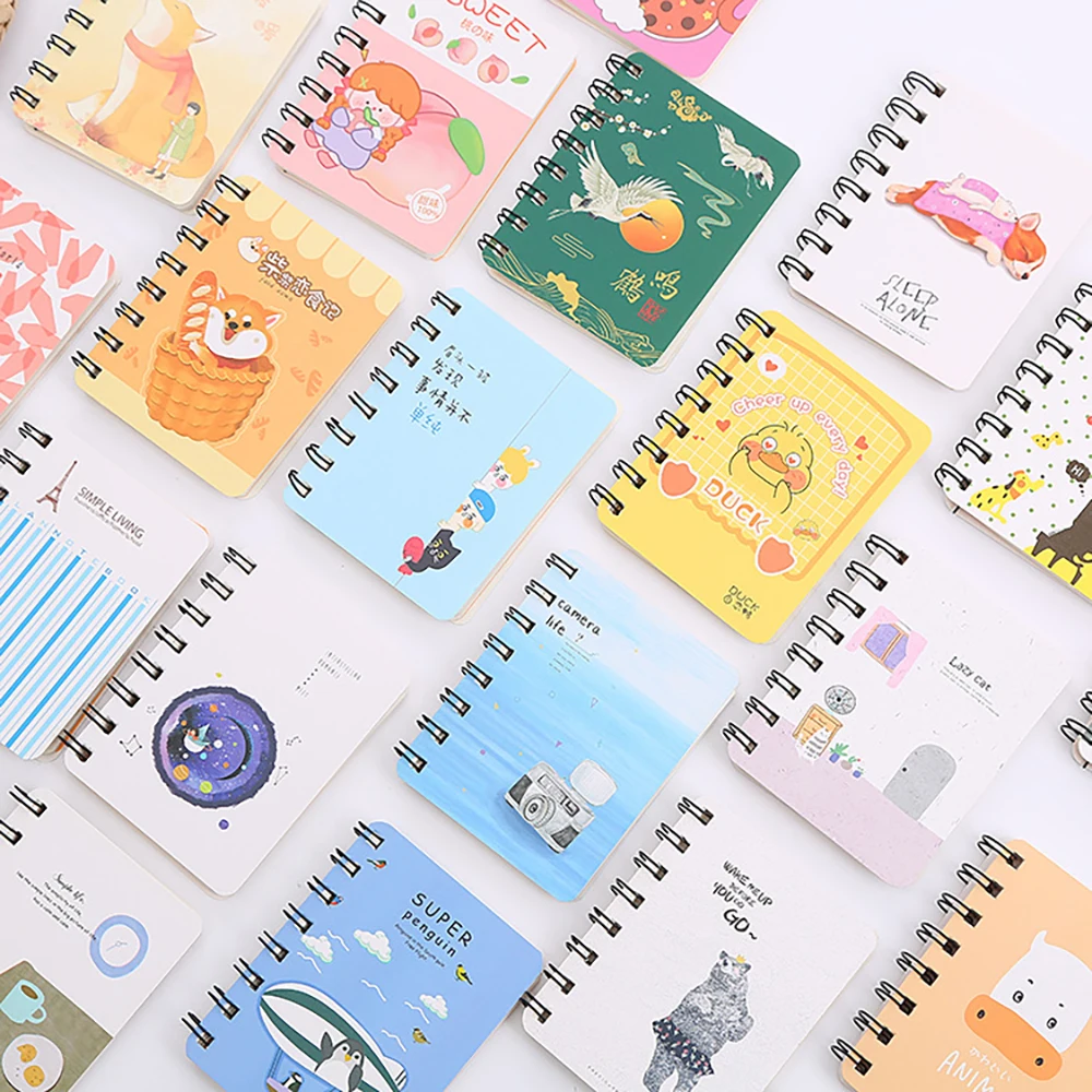 

80Sheets Coil Book A7 Pocket Notepad Kawaii Animal Daily Weekly Planner Note Book Student Stationery Office School Supplies
