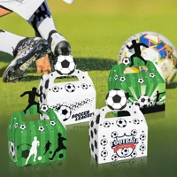 dd199 4pcs soccer green football theme paper candy boxes family party birthday decoration for kids party gift box supplies