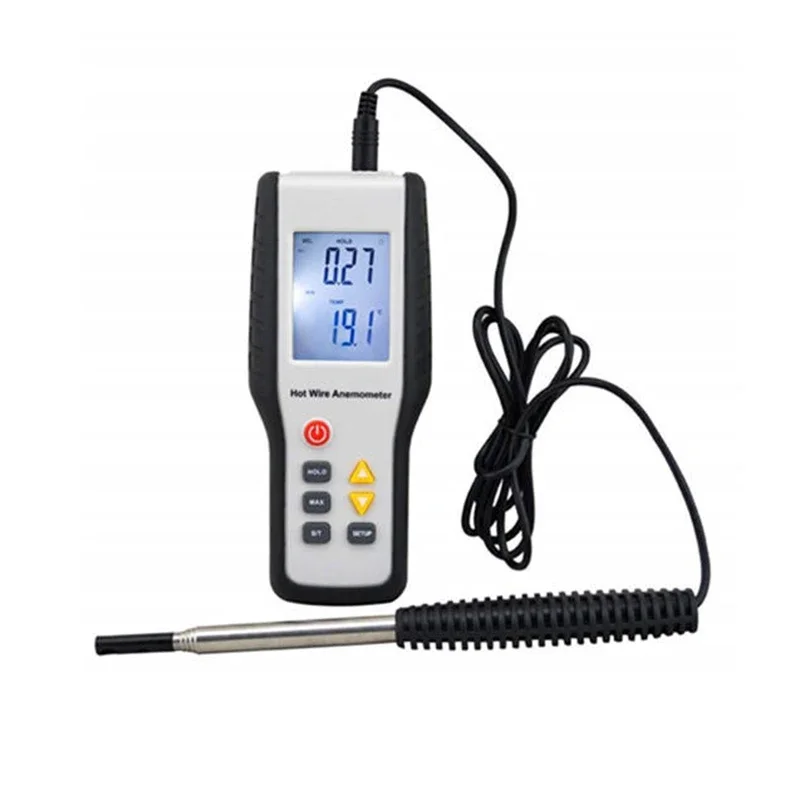 Фото HTI HT-9829 Высокочувствительный цифровой портативный измеритель скорости ветра с горячей проволокой, термоанемометр, измерительные приборы Anemometro №1