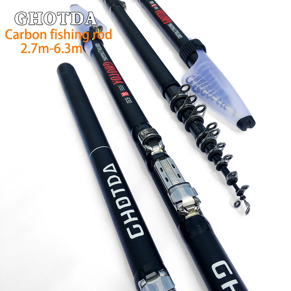 

Rock Lure Fishing Rod Ultralight Carbon Rock Rod Hand Sea Dualuse Telescopic Rod 2.7M/3.6M/4.5M/5.4M/6.3M Black Snapper Rod